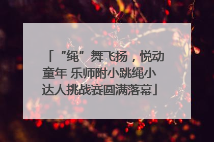 “绳”舞飞扬，悦动童年 乐师附小跳绳小达人挑战赛圆满落幕