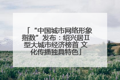 “中国城市网络形象指数”发布：绍兴居Ⅱ型大城市经济榜首 文化传播独具特色