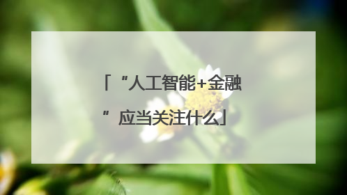 “人工智能+金融”应当关注什么