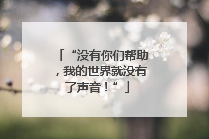 “没有你们帮助，我的世界就没有了声音！”