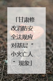 甘肃修改消防安全法规应对基层“小火亡人”现象