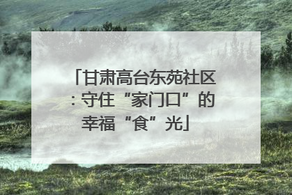 甘肃高台东苑社区：守住“家门口”的幸福“食”光