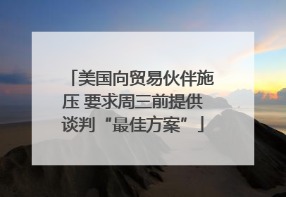 美国向贸易伙伴施压 要求周三前提供谈判“最佳方案”