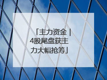 主力资金｜4股尾盘获主力大幅抢筹