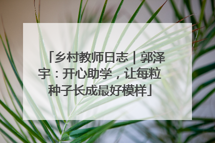 乡村教师日志｜郭泽宇：开心助学，让每粒种子长成最好模样