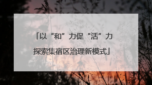 以“和”力促“活”力 探索集宿区治理新模式