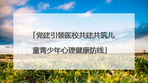 党建引领医校共建共筑儿童青少年心理健康防线