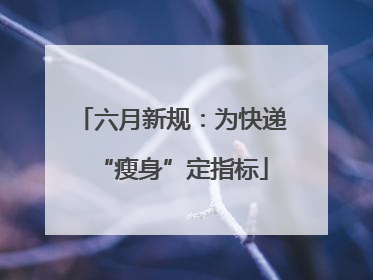 六月新规：为快递“瘦身”定指标