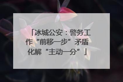冰城公安：警务工作“前移一步”矛盾化解“主动一分”