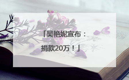 吴艳妮宣布：捐款20万！