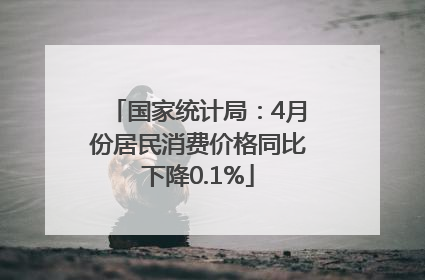 国家统计局：4月份居民消费价格同比下降0.1%