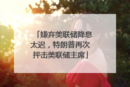 嫌弃美联储降息太迟，特朗普再次抨击美联储主席