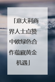 意大利商界人士点赞中欧绿色合作蕴藏黄金机遇