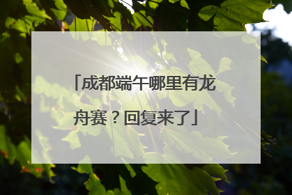 成都端午哪里有龙舟赛？回复来了
