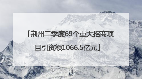 荆州二季度69个重大招商项目引资额1066.5亿元