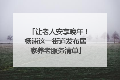 让老人安享晚年！杨浦这一街道发布居家养老服务清单