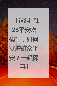 这组“123平安密码”，如何守护群众平安？一起探寻