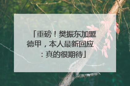 重磅！樊振东加盟德甲，本人最新回应：真的很期待
