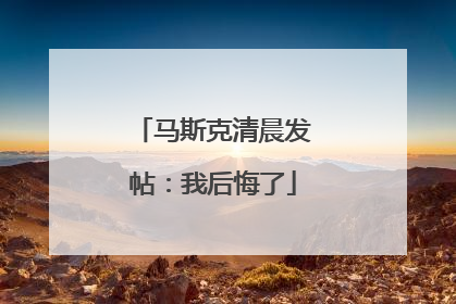 马斯克清晨发帖：我后悔了