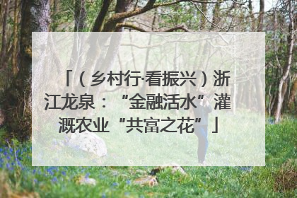 （乡村行·看振兴）浙江龙泉：“金融活水”灌溉农业“共富之花”