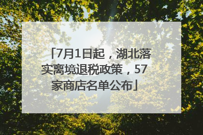 7月1日起，湖北落实离境退税政策，57家商店名单公布