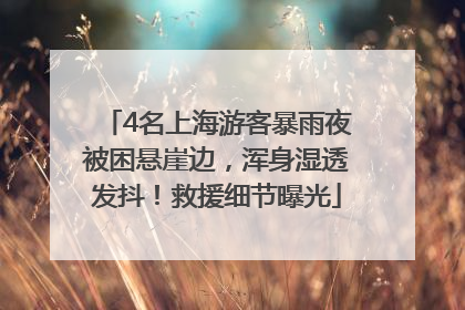 4名上海游客暴雨夜被困悬崖边，浑身湿透发抖！救援细节曝光