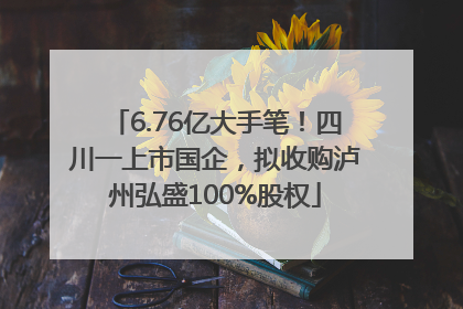 6.76亿大手笔！四川一上市国企，拟收购泸州弘盛100%股权